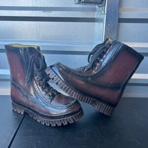 Vintage Insulated Waterproof Boots Burgundy Steel Shank Lug Sole Mens 8 Korea‎